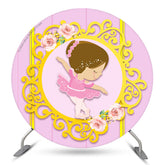 Lofaris Pink And Gold Floral Ballerina Round Party Backdrop Kit